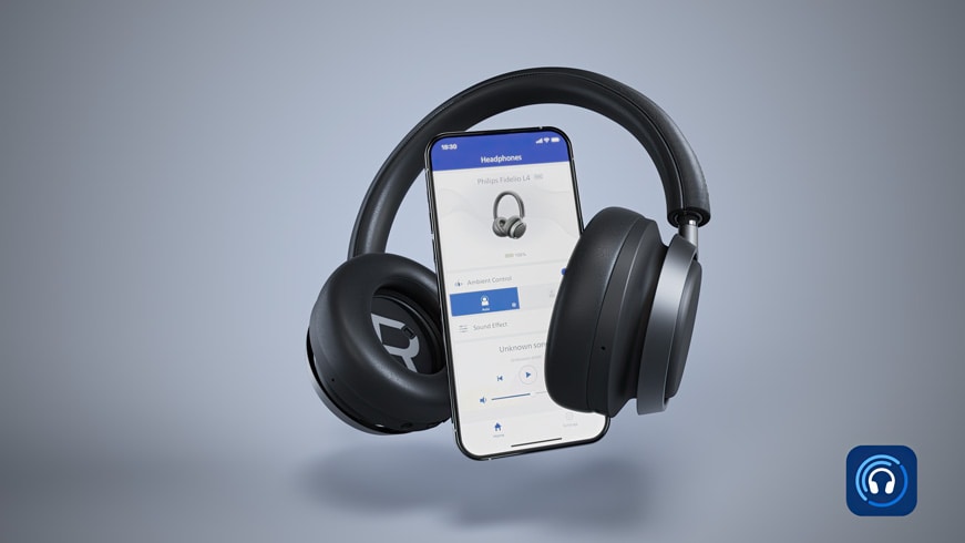 Slúchadlá L4 fidelio pripojené k aplikácii pre slúchadlá Philips Headphones