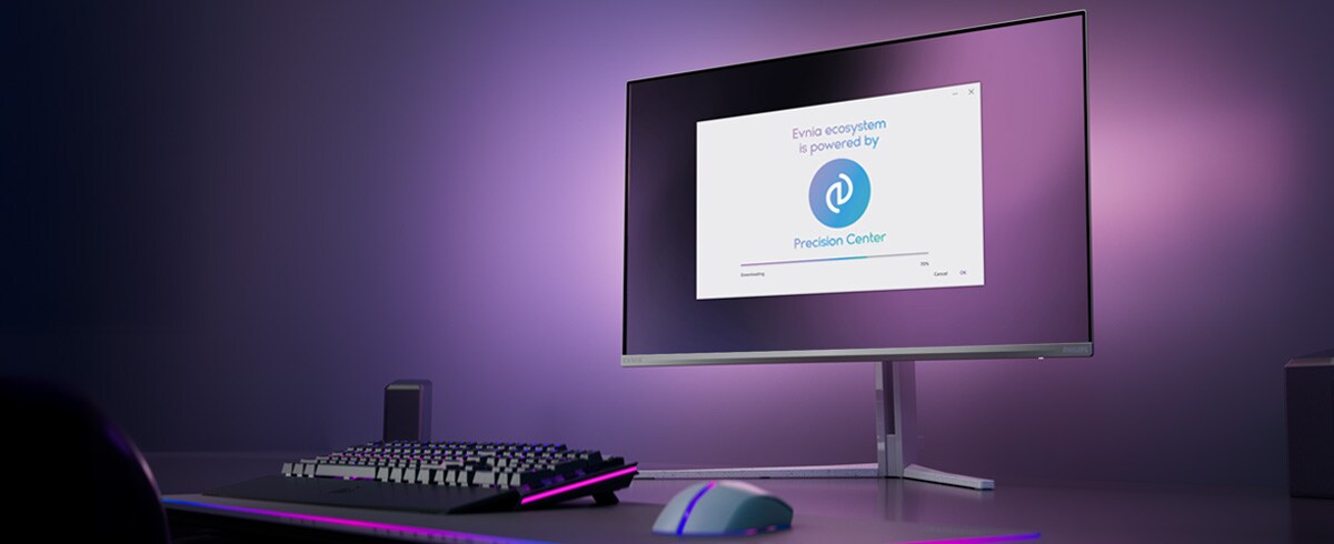 Monitor Philips Evnia je nastavený pre Precision Center