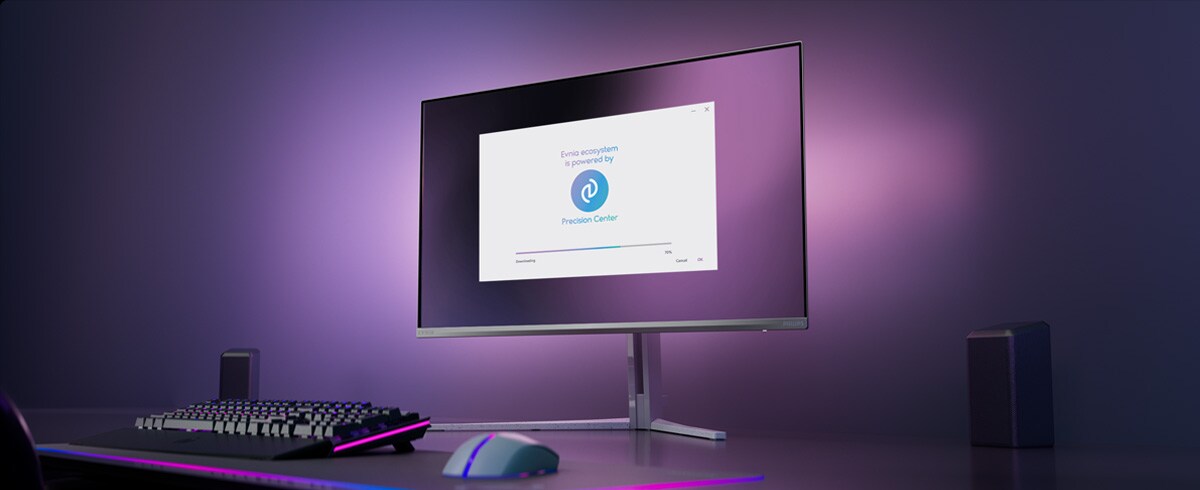 Monitor Philips Evnia je nastavený pre Precision Center